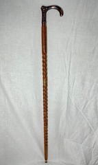 Handcrafted Wooden Walking Cane Stick Bronze Floral Handle Black/Brown Cane