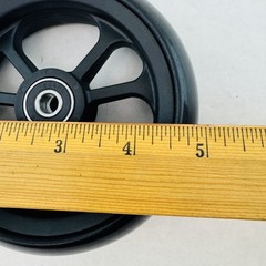 Wheelchair Caster Wheels Pair 5 Spoke 608RS Bearings Solid Black Power / Manual