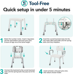 HOMENURSE Shower Chair for Inside Shower, 400 lbs, Wider Seat, Lightweight | 9-L