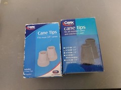 Carex Cane Tips Fits All Standard Canes + Crutches A719-00 7/8 Inches 1 Pair Wht