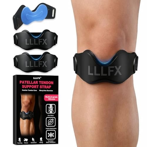 2 Pack Patellar Tendon Support Straps- Adjustable Non-slip 2-Pack- Black-,,,