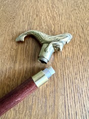 Solid Brass Mermaid Head Cane Handle with Secret Compartment ~ Mermaid Top Sect