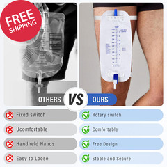 5 Pack 1000Ml Leg Bag Urinary Drainage Bag with anti Reflux Valve, 33.8Oz Large