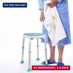Vaunn Medical Tool-Free Assembly Adjustable Swivel Shower Stool Seat Bench with