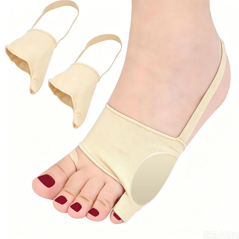 1PAIR Bunion Sock (Beige-XL) Bunionette Sleeves with Built-in Silicon Gel Pads