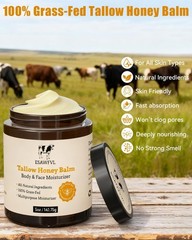 Beef Tallow for Skin, Whipped Tallow and Honey Balm for Body and Face, Natural F