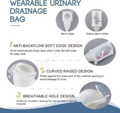1PC Men Wearable Urinal Bag Silicone Urine Catheter Portable External Collector