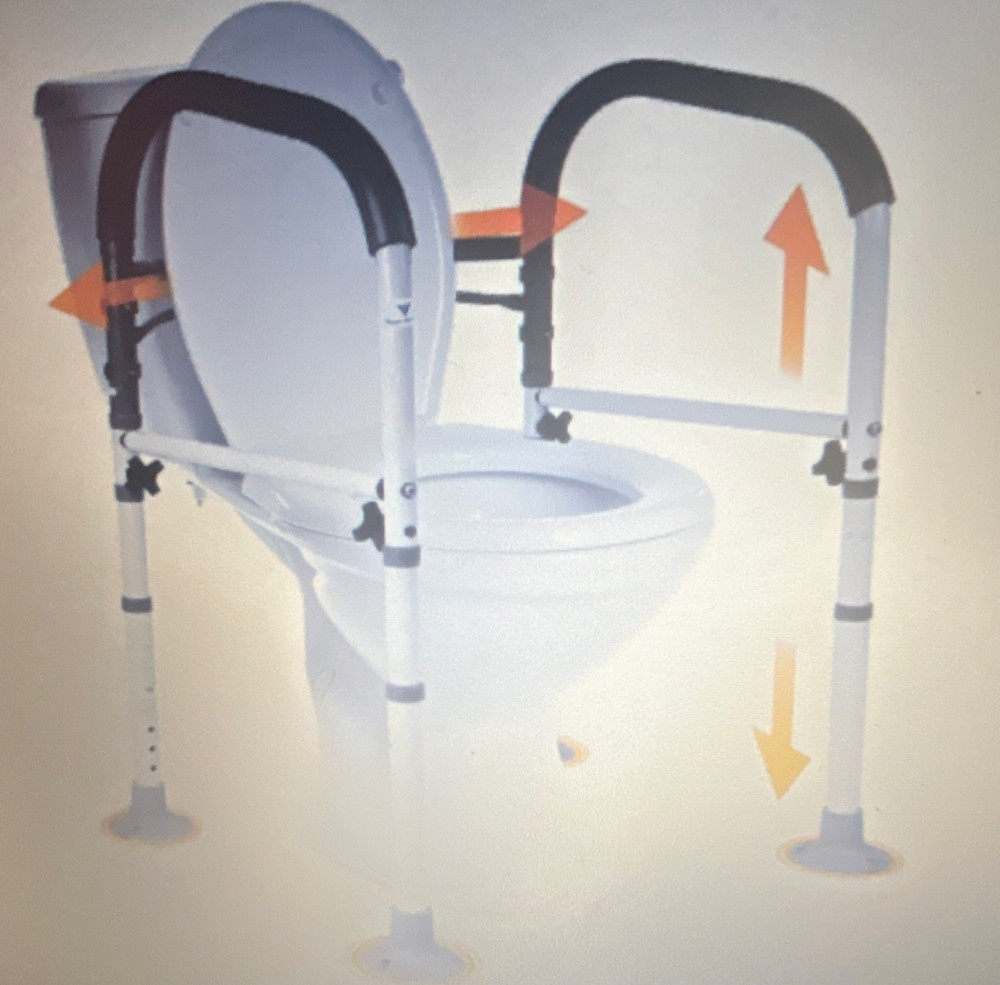 Foldable Adjustable Toilet Safety Frame w/ Handrails Steel 26-34in H 19-24in W