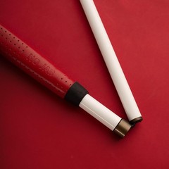 Ambutech Graphite Cane – Shock-Absorbing Handle, Leather Grip, 60″ White/Red