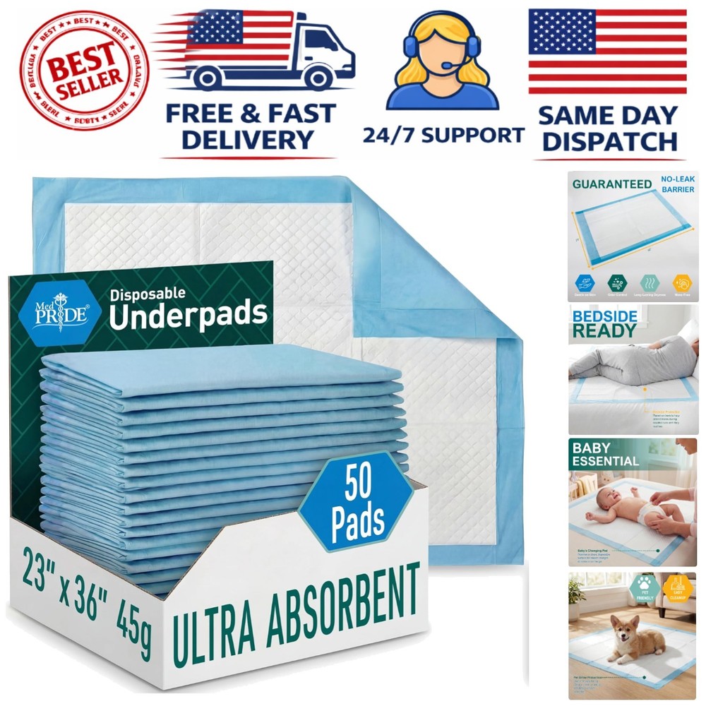 Versatile 23×36 Disposable Underpads – Ideal for Adults, Kids & Pets – 50 Count