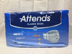 Attends Briefs Maximum Absorbency L White 44-58 in SecureGrip 24 Count