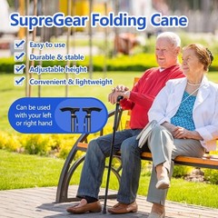Folding Walking Cane Adjustable Height 5 Levels Portable Lightweight Mobility