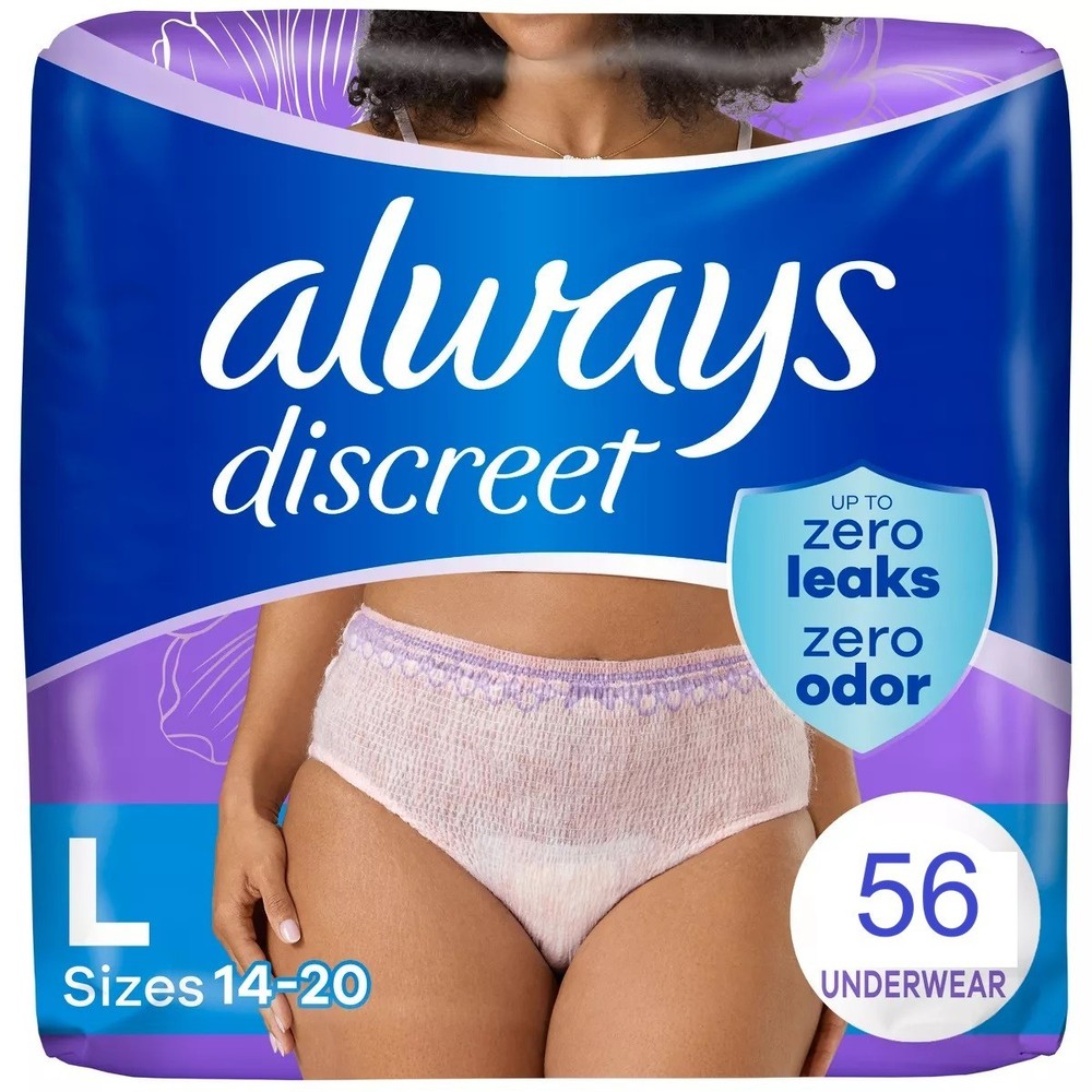 Always Discreet Underwear for Sensitive Skin, Max Absorbency, Large, *56 Count*