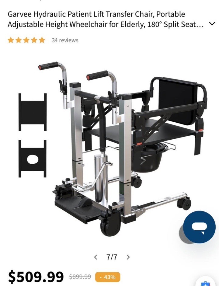 GARVEE Hydraulic Patient Lift Transfer Chair