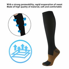 (6 Pairs) Copper Compression 20-30mmHg Graduated Support Socks Mens Womens S-XXL