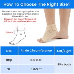 Support Ankle Compression Sleeve Adjustable for Achilles Tendonitis and Plantar