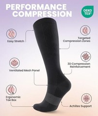 PULIOU Cooling Compression Socks for Women Men, 20-30 mmHg Small-Medium Black