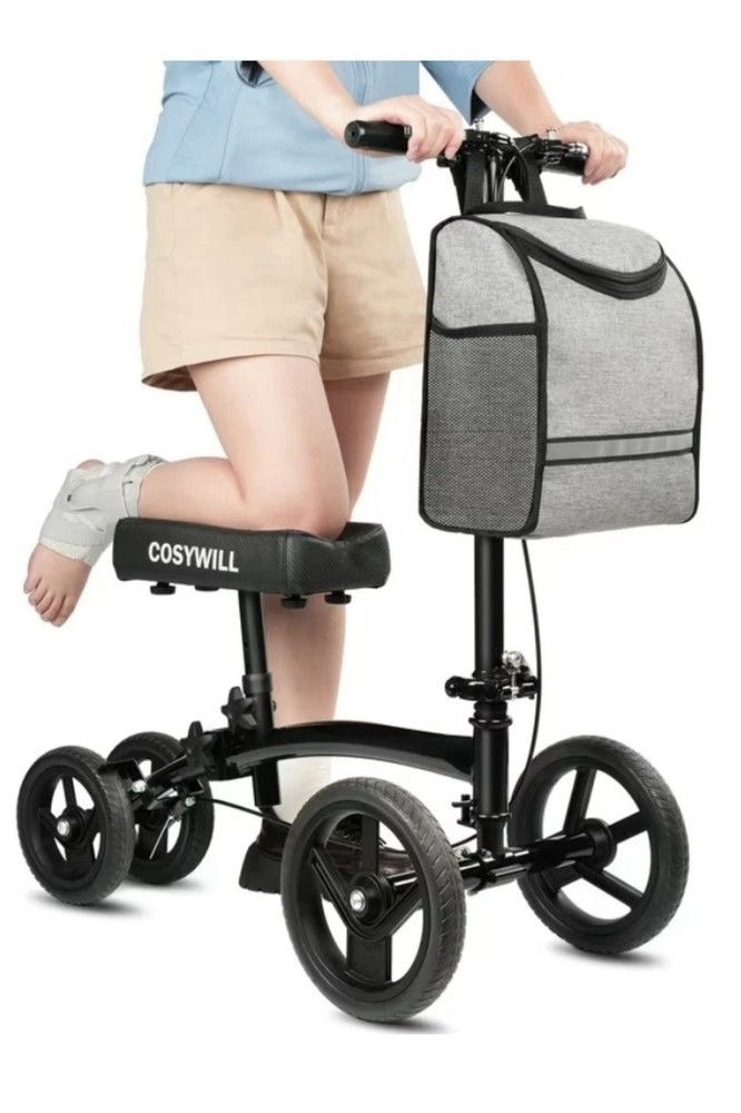 COSYWILL All-Terrain Steerable Knee Scooter Foldable Knee Walker Black