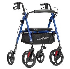Rollator Walker For Seniors Mobility Aid W/ Seat Fully Adjustable 10″ Wheels