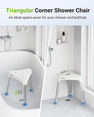 Space-Saving Triangular Shower Chair for Inside Shower, FSA/HSA Eligible 400 lbs