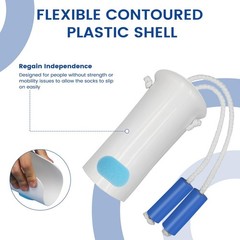 Jellas Sock Aid Kit, Flexible Device with Long Rope 4.0 Inch, White