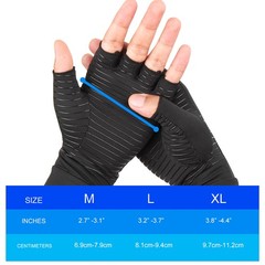 1 Pairs Copper Arthritis Compression Gloves Hand Support Joint Pain Relief Black