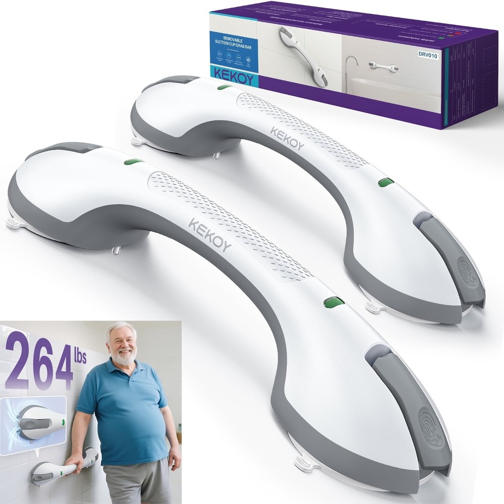 17.5″ Shower Handles for Elderly with Safety Indicators, 2 Pack Grab Bars