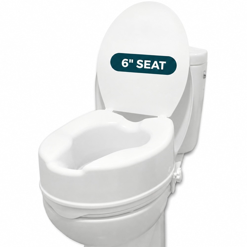 PEPE Mobility Raised Toilet Seat with Lid for Elderly 6″ 6 inches, 6 Inch