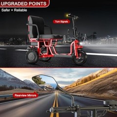 Foldable Travel Mobility Scooter 21 Miles 700W 3-Wheel 4 Speed fit Senior Adults