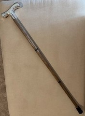 Silver Plated Victorian Brass Handle 3 Piece Wood Shaft Exquisite Walking Cane