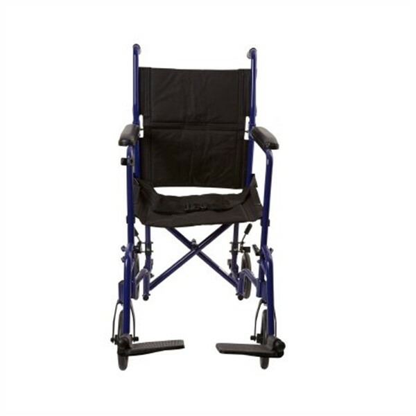 Lightweight Transport Chair McKesson Aluminum Frame with Blue Finish 300 lbs.