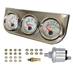 Chrome 3 in1 Triple Auto Gauge Meter Kit 52mm (8-16V Volt Meter +10… Fast Ship