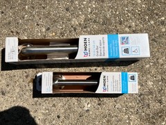 moen 16in grab bar and 9in designer hand grip. Brushed nickel