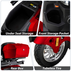Heavy Duty 4 Wheels Mobility Scooter 3 Speed 800W 31 Miles 440lb Capatity Red