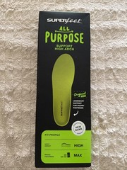 Superfeet Green All-Purpose Support High Arch Insoles D, M 9.5-11, W 10.5-12 NEW
