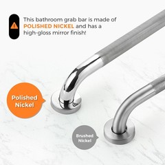 11/4 x 16 Angled Shower Grab Bar For Seniors Knurled SS Polished Nickel Rail
