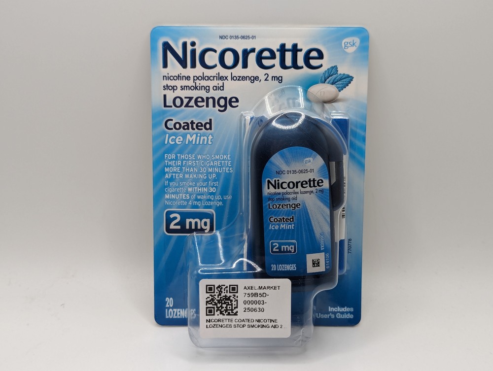 Nicorette Coated Nicotine Lozenges Stop Smoking Aid 2 Mg Mint 20 Ct Exp 06/2025