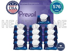 12 PACK (576 CT) PREMIUM PREVAIL WET WIPES WASHCLOTH WITH ALOE & VITAMIN E, XL