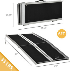 6FT Folding Aluminum Wheelchair Ramp – Non-Slip, 594Lbs Capacity, FSA/HSA Eligib