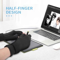 Tikaton Copper Infused Compression Arthritis Gloves with Wrist Strap for Hand Pa