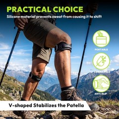 HANDBODE Patellar Tendon Support Strap, Black, 2 PCS Silicone Patella Straps