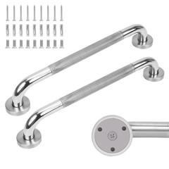 2 Pack 36 Inch Knurled Mirror Polished Stainless Steel Grab Bars for Wall, Ex…