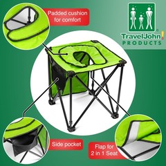 Foldable Commode Chair – Portable Camping Toilet, Steel Frame with Padded Sea…