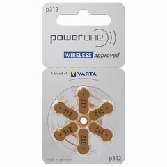 Powerone Hearing Aid Batteries P312 Zinc Air 6 Pack Exp 2026-12 Varta 1.45v NEW