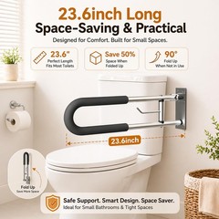Botabay Foldable Toilet Grab Bar Paper Holder 24 Wall Mounted Bathroom Handicap