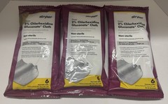 Lot of 3-Stryker Sage 2% Chlorhexidine Gluconate (CHG) Cloths – 6 Wipes Per Pack