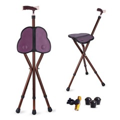 Folding Cane Seat 441 lbs Capacity Thick Aluminum Alloy Cane Stool Crutch Cha…