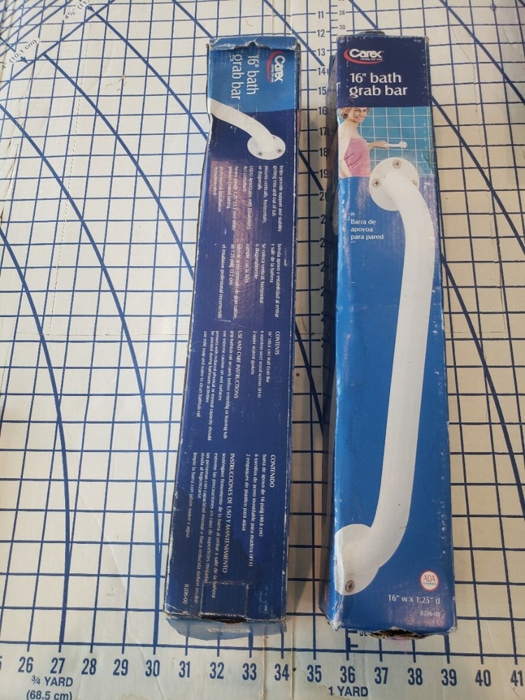 Carex Health Brands Bathroom Wall Grab Bar, White, 16 Inch BUNDLE 2 HANDLES