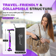 Walking Cane for Seniors Lightweight Adjustable Collapsible Sturdy with Soft TPR