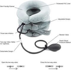 Cervical Traction Device, Adjustable Three Tube Inflatable Neck Stretcher, Neck